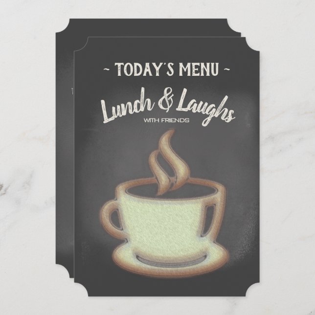 Trendy Chalkboard Menu Informal Lunch And Coffee Invitation (Front/Back)