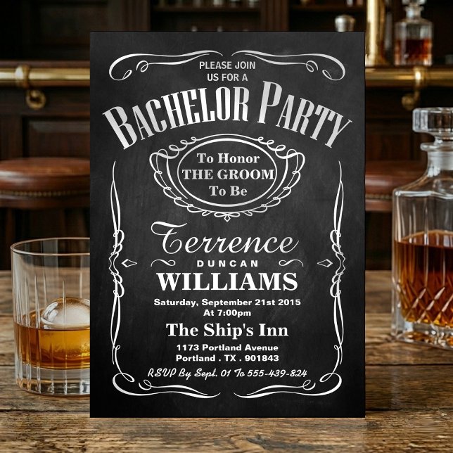 Trendy Chalkboard Typography Bachelor Party Invitation (Creator Uploaded)