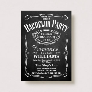 Trendy Chalkboard Typography Bachelor Party Invitation