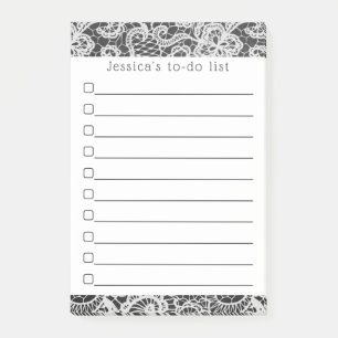 Trendy Chalkboard & Vintage White Lace Post-it Notes