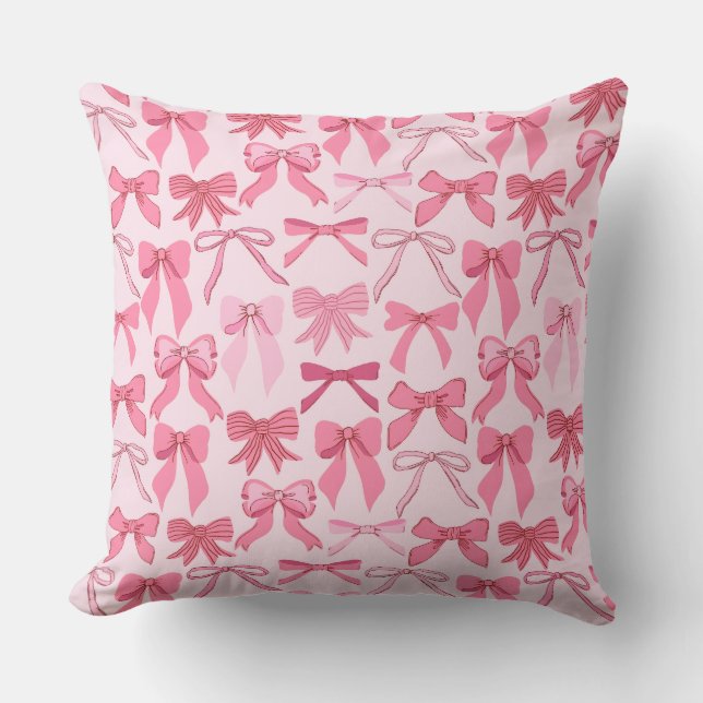 Trendy Charming Pink Bow Knots Pattern Cushion (Front)