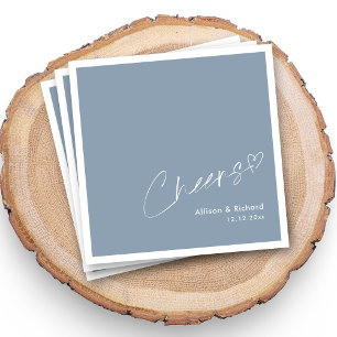 Trendy Cheers Handwritten: Personalised Dusty Blue Napkin