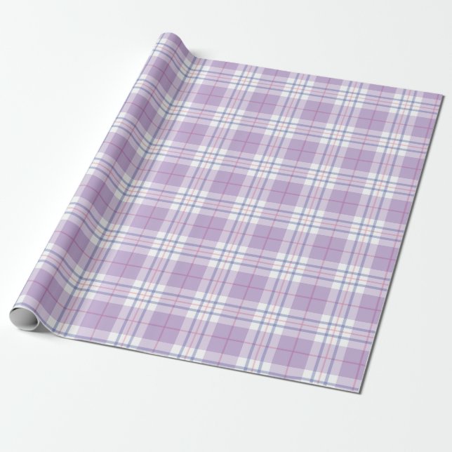 Trendy Chequered Pattern Of Violet Pink Blue Wrapping Paper (Unrolled)