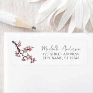 Trendy Cherry Blossom Tree Branch Return Address