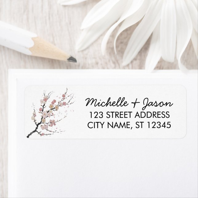 Trendy Cherry Blossom Tree Branch Return Address (Insitu)