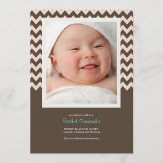 Trendy Chevron Baby Girl Birth Announcement