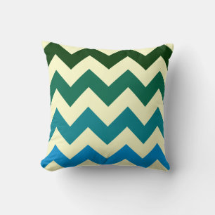 trendy chevron geometrics green & blue tones cushion