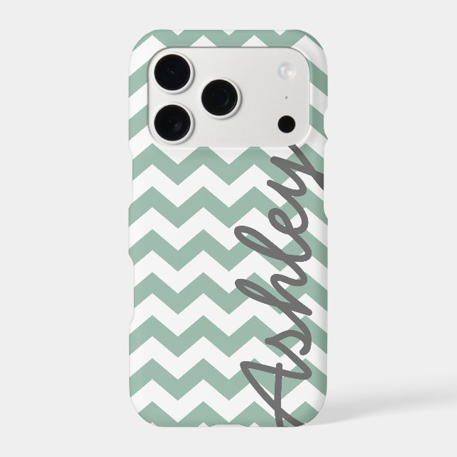 Trendy Chevron Pattern script name - mint grey (Back)
