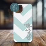 Trendy Chevron Pattern with huge calligraphy name iPhone 15 Case<br><div class="desc">A bold,  graphic design with zig zags in fun colours. Add your name or delete the text for a fun summer cover.</div>