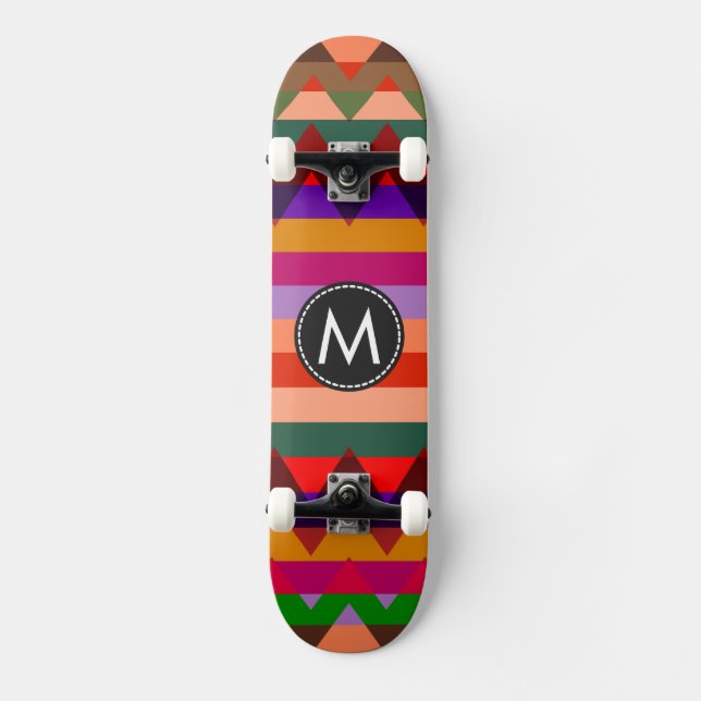 Trendy Chevron Stripes Pattern #11 Skateboard (Front)