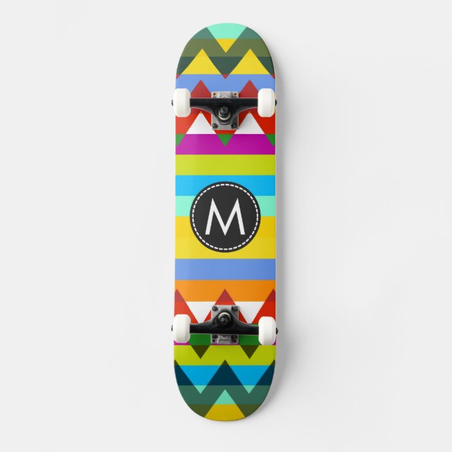 Trendy Chevron Stripes Pattern #13 Skateboard (Front)
