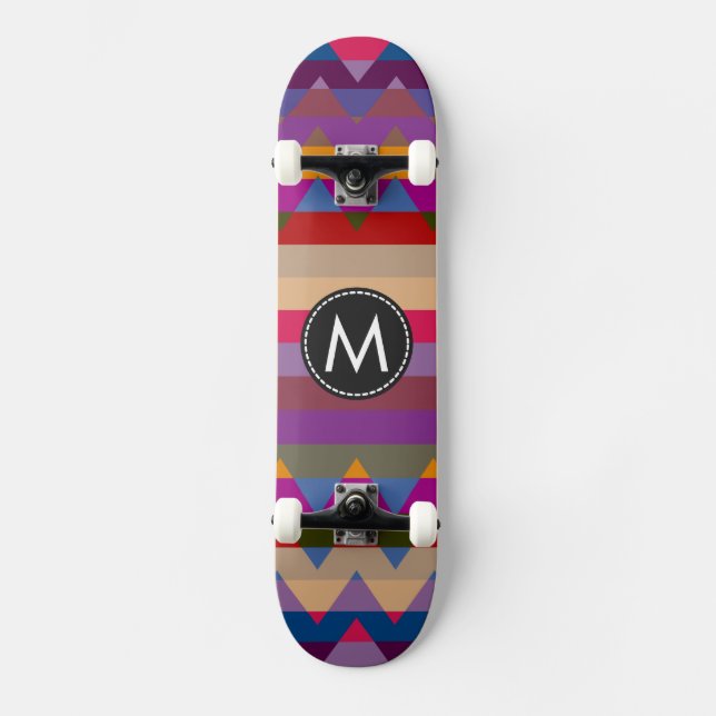 Trendy Chevron Stripes Pattern #17 Skateboard (Front)