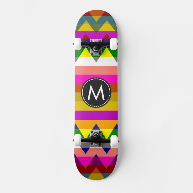 Trendy Chevron Stripes Pattern #20 Skateboard (Front)