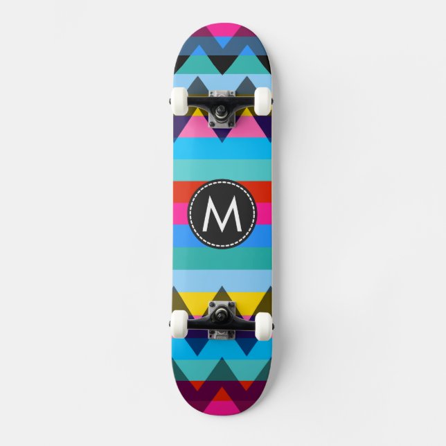 Trendy Chevron Stripes Pattern #27 Skateboard (Front)