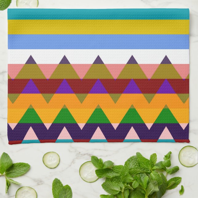 Trendy Chevron Stripes Pattern# 3 Tea Towel (Folded)