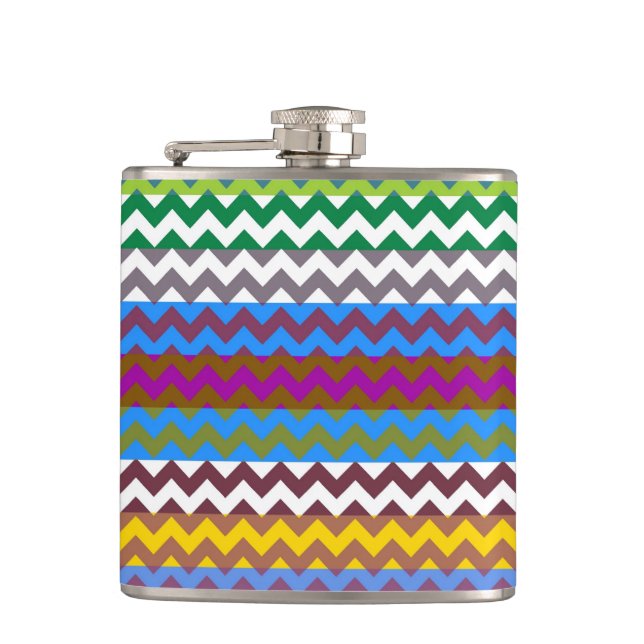 Trendy Chevron Zigzag 10 Hip Flask (Front)