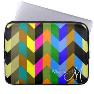 Trendy Chevron Zigzag Custom Monogram 6 Laptop Sleeve