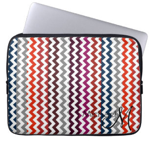 Trendy Chevron Zigzag Custom Monogram Laptop Sleeve