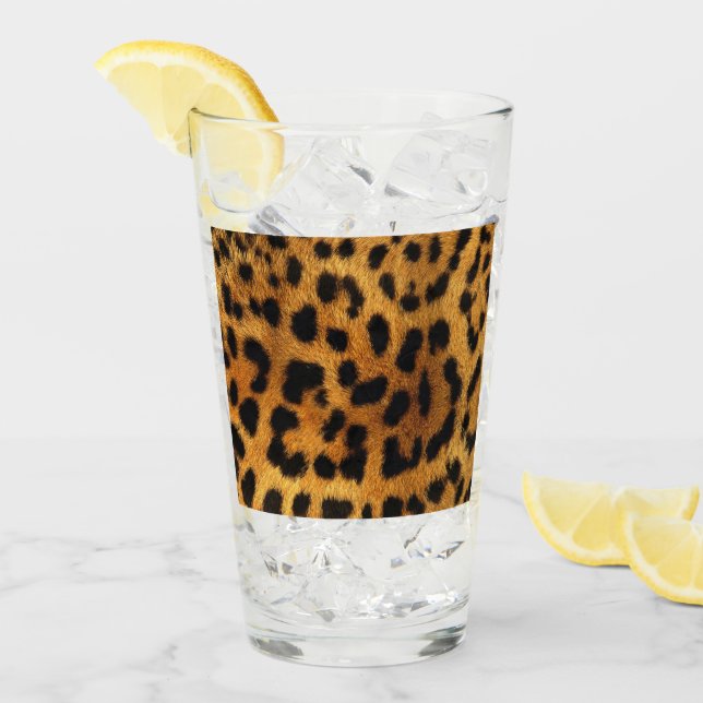 trendy chic animal pattern brown leopard print glass (Front Ice)