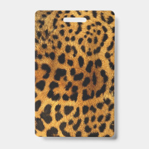 trendy chic animal pattern brown leopard print ID badge