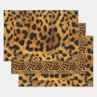 trendy chic animal pattern brown leopard print wrapping paper sheet