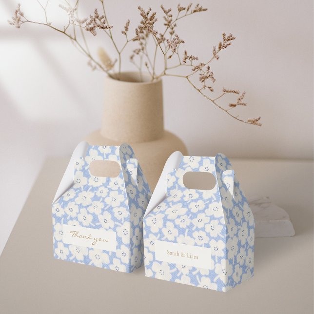 Trendy Chic Blue and White Floral Wedding  Favour Box (Creator Uploaded)