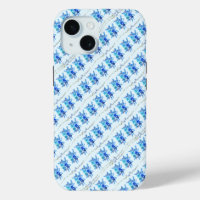 Trendy Chic Botanical Blue Watercolor Flowers