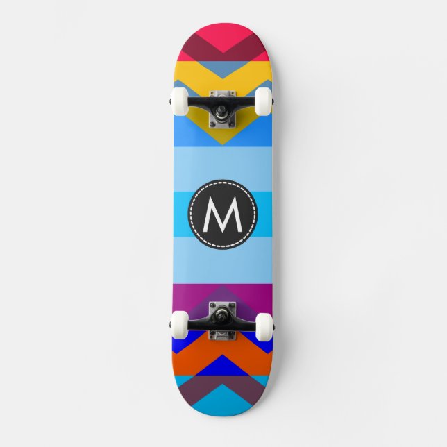 Trendy Chic Chevron Stripes Pattern #6 Skateboard (Front)