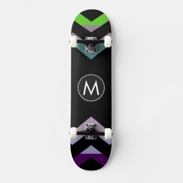 Trendy Chic Chevron Stripes Pattern #7 Skateboard (Front)