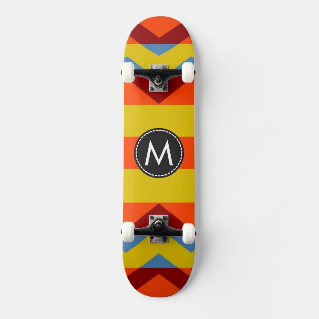 Trendy Chic Chevron Stripes Pattern #9 Skateboard (Front)