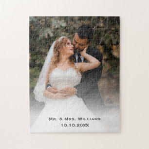 Trendy Chic Classic Bride And Groom Wedding Photo Jigsaw Puzzle
