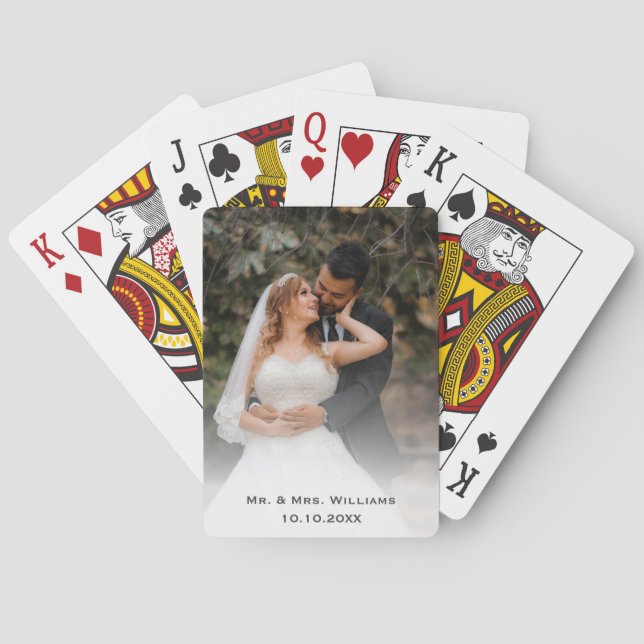 Trendy Chic Classic Bride And Groom Wedding Photo Playing Cards (Back)