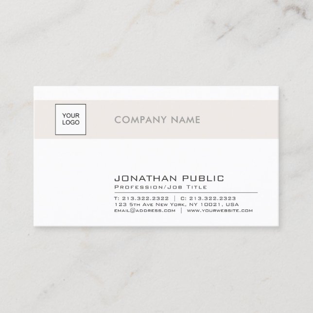 Trendy Chic Clean Design Company Plain With Logo Business Card (Front)