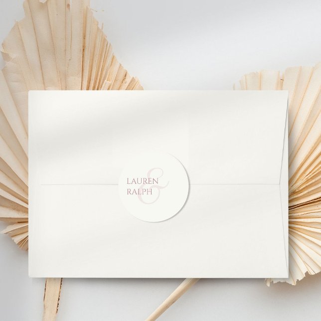 Trendy Chic Dusty Rose & Ivory Wedding  Classic Round Sticker (Creator Uploaded)
