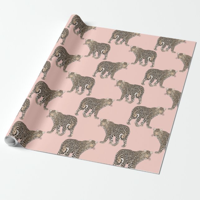 Trendy Chic Leopard Animal Pattern Wrapping Paper (Unrolled)