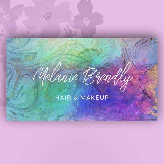 Trendy Chic Marble Opal Holographic Business Card (Creator Uploaded)
