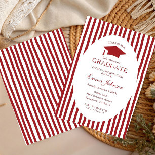 Trendy Chic Minimalist Stripe Graduation Invitation