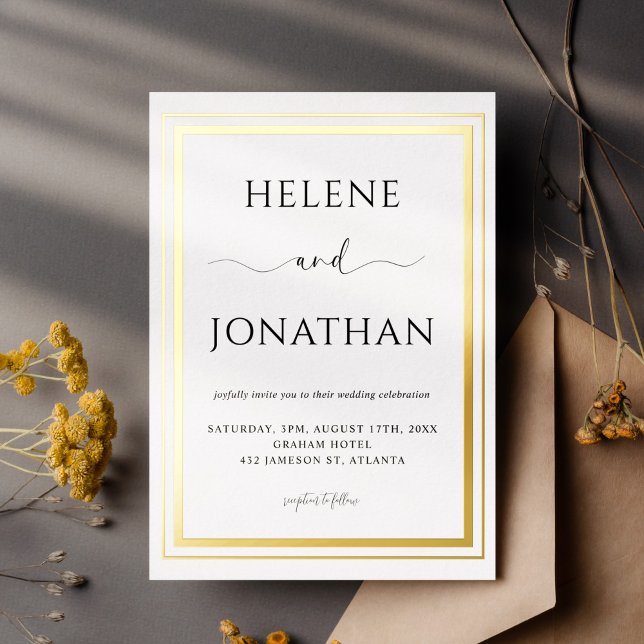 Trendy Chic Modern Calligraphy Elegant Wedding (Trendy Chic Modern Calligraphy Elegant Wedding Foil Invitation)