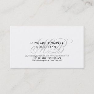 Trendy Chic Monogram Consultant Business Card