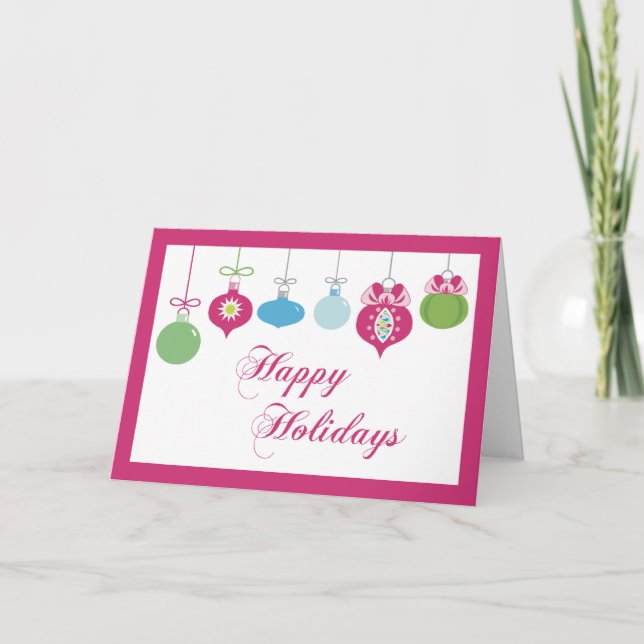 Trendy chic ornaments happy holidays greeting card (Front)