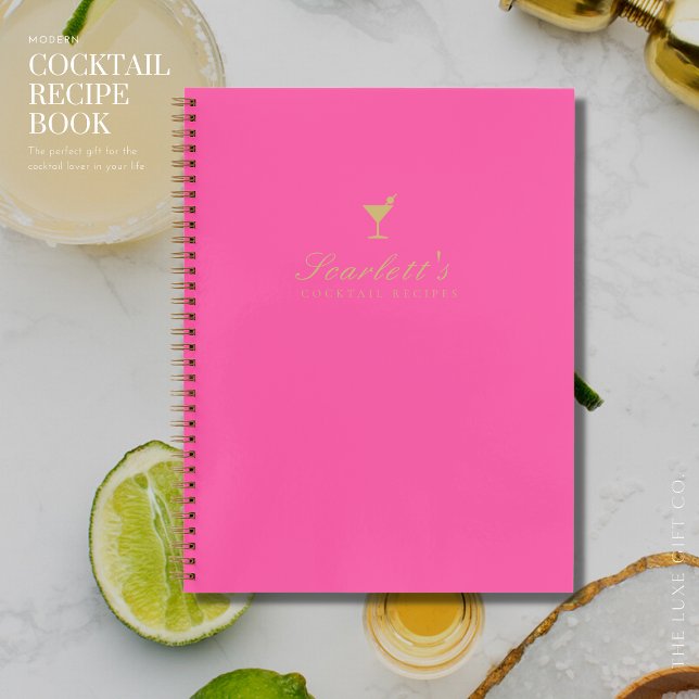 Trendy Chic Pink and Gold Blank Cocktail Recipe Notebook (Creator Uploaded)