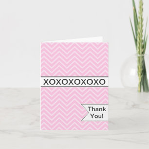 Trendy Chic Pink Chevron XOXO Thank You Card