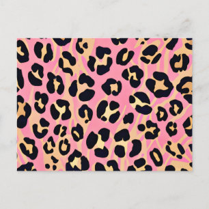 Trendy Chic Pink Peach Leopard Animal Print Postcard