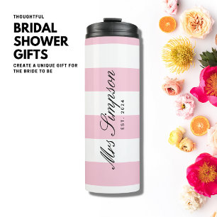 Trendy Chic Pink Stripe Bride to Be Gift Tumbler