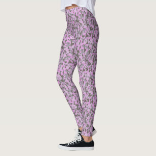 Trendy Chic Purple Pink And Grey Camo Pattern Leggings