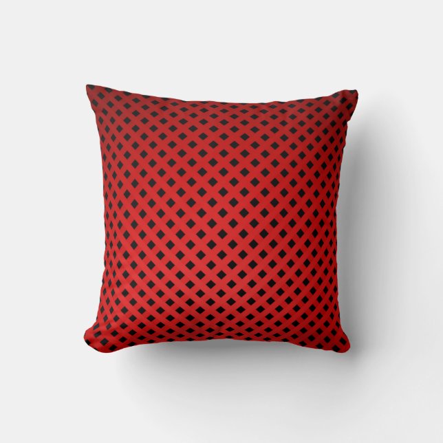 Trendy & Chic Red & Black Stripe Pattern Cushion (Front)