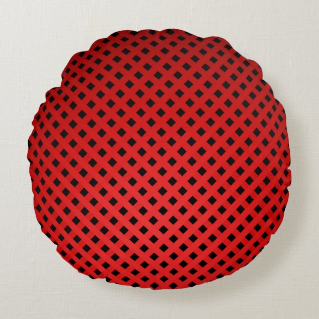 Trendy & Chic Red & Black Stripe Pattern Round Cushion (Front)