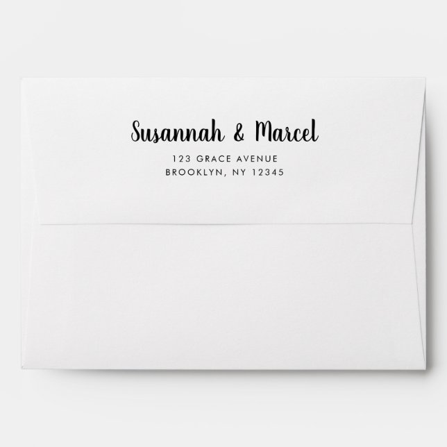 Trendy Chic Script 5x7 Modern Calligraphy Wedding Envelope (Back (Top Flap))