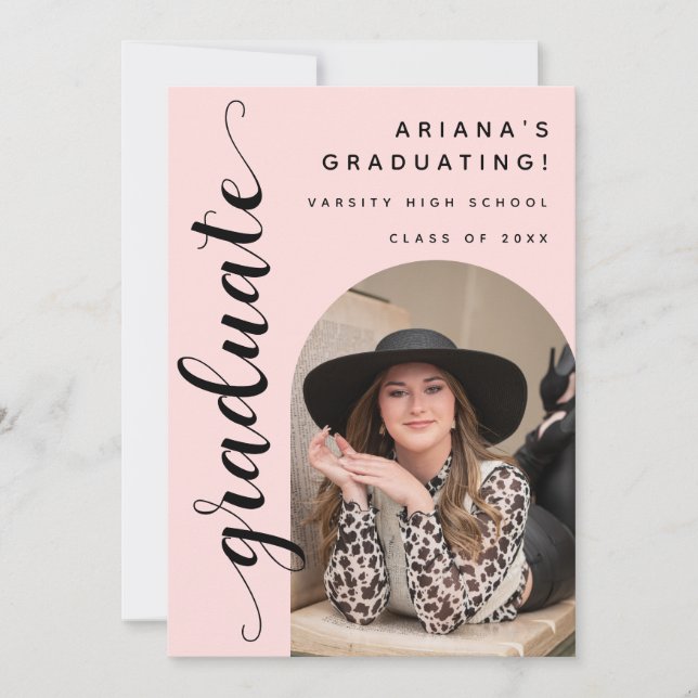 Trendy Chic Script Graduation Open House Invitation (Front)