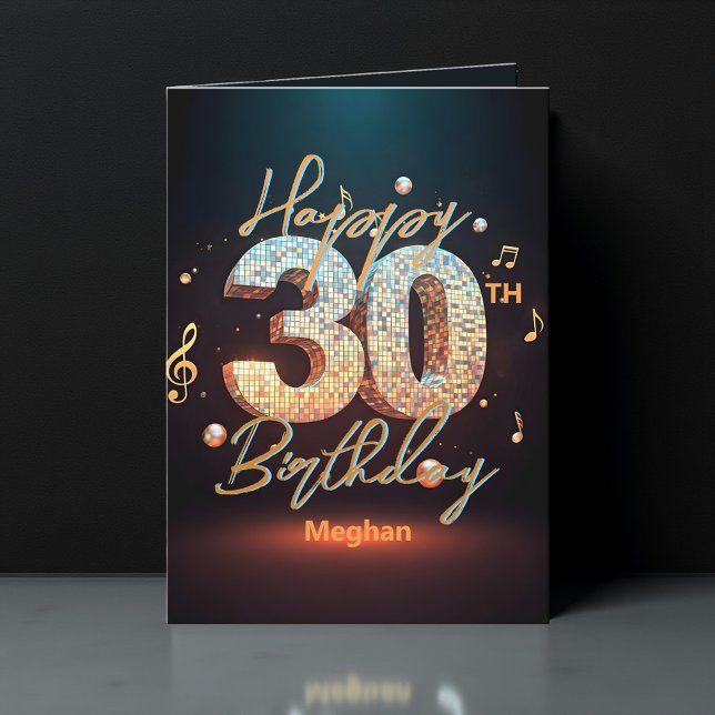 Trendy Chic Sparkling Disco Dance 30th Birthday Card (Creator Uploaded)